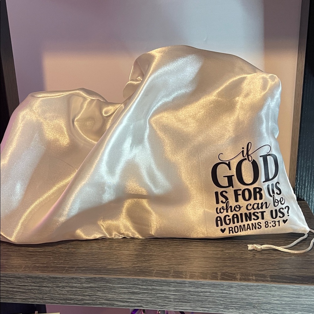 White Satin hand embellished dust Bag 🧩
